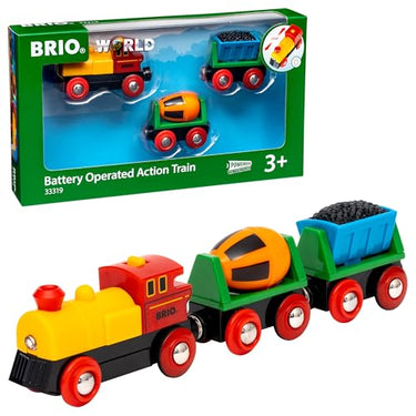 BRIO World 33319 Zug mit Batterielok - Mit beweglichem Kohlewaggon und rotierendem Zementmischer - Geeignet für Kinder ab 3 Jahren im Sale